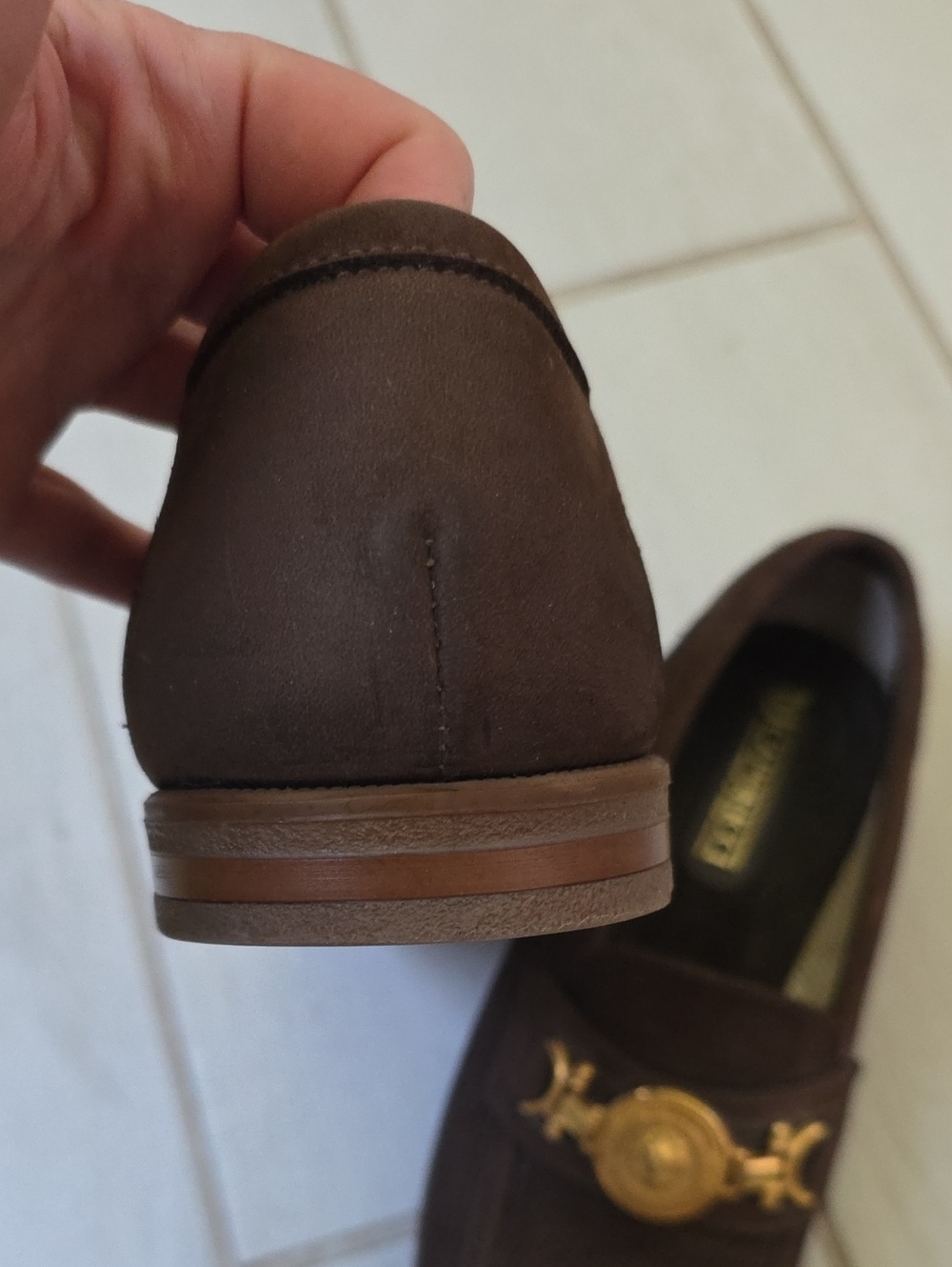 Caporicci dark brown perforated suede horsebit loafers handcrafted in Italy. - Picture 6 of 11